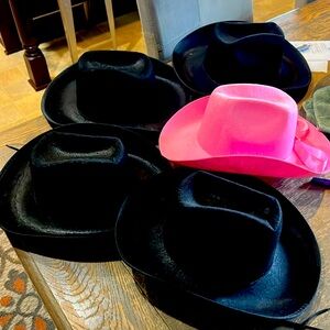 5 Pcs NWOT Pink and black Cowboy Hats  Women Costume Accessories